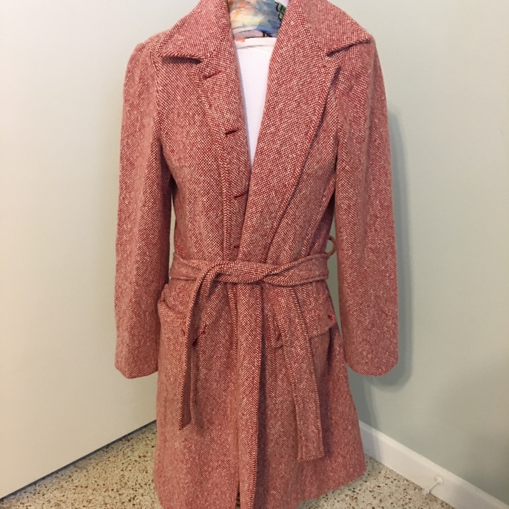 Red tweed ‘Liquid’ coat